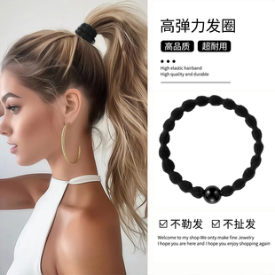 运动健身高马尾豆豆发圈女高弹力皮筋耐用扎发不伤发绳加粗头绳