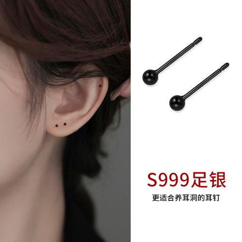 LNIEERS999足银日韩简约女耳钉