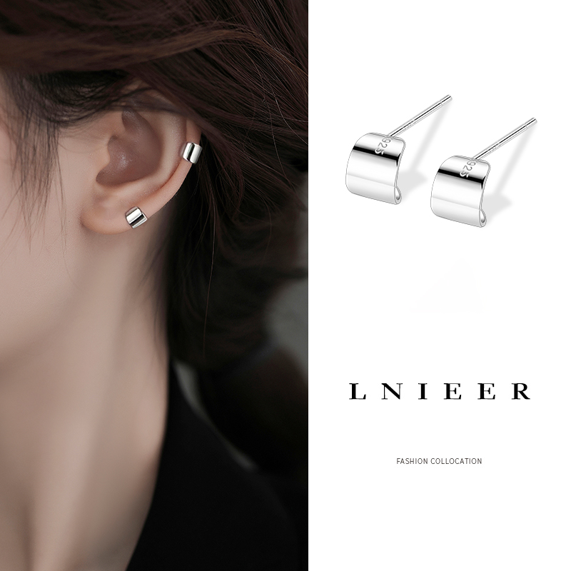 LNIEER925纯银几何耳钉女小众设计感耳饰2023年新款潮耳环耳骨钉