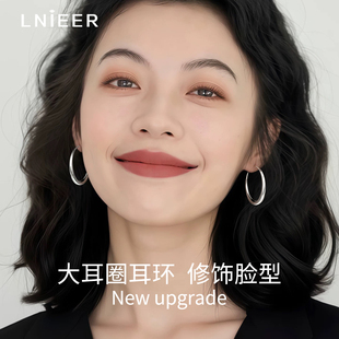 999纯银针圈圈耳环女轻奢高级感耳圈素圈耳夹耳钉大圈圈爆款 耳饰