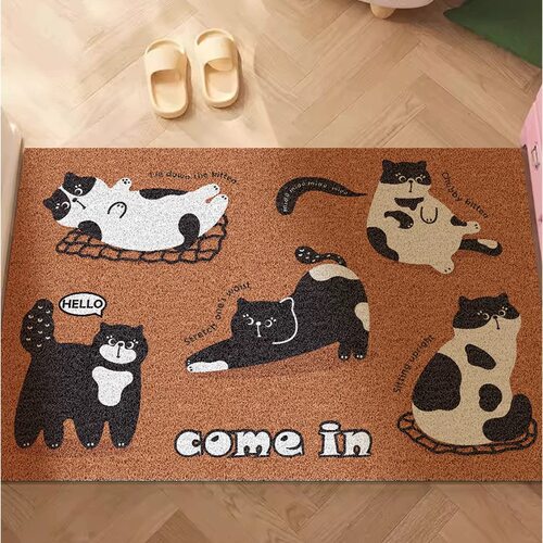 日系覆古猫咪入户门地垫玄关进门口可剪裁防滑垫刮泥蹭土丝圈地垫