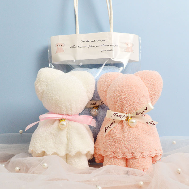 小熊毛巾方巾伴手礼结婚庆喜铺喜糖用品儿童教师中秋节礼物品