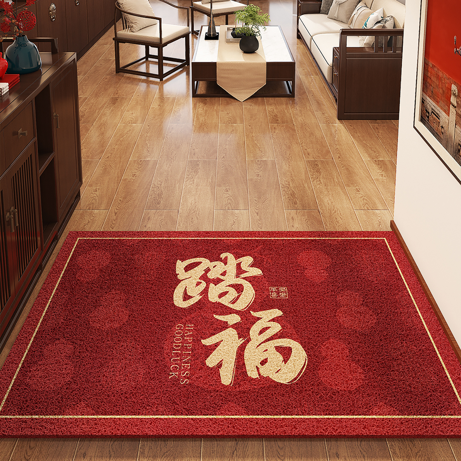 红色丝圈入户地垫蹭土防滑