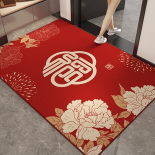 红色地毯耐脏防滑高级感进门玄关蹭脚垫子 入户门地垫喜庆家用新款