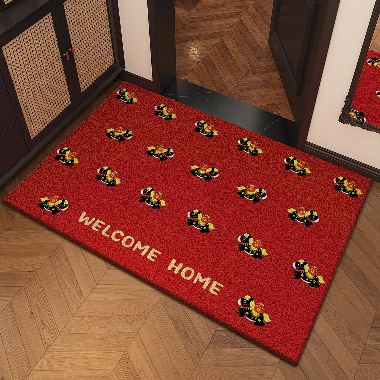 小马入户门丝圈地垫进门门口专用脚垫子2026新年氛围布置入门地毯,居家布艺,入户地垫,淘宝优惠券,粉丝福利购,淘宝优惠卷