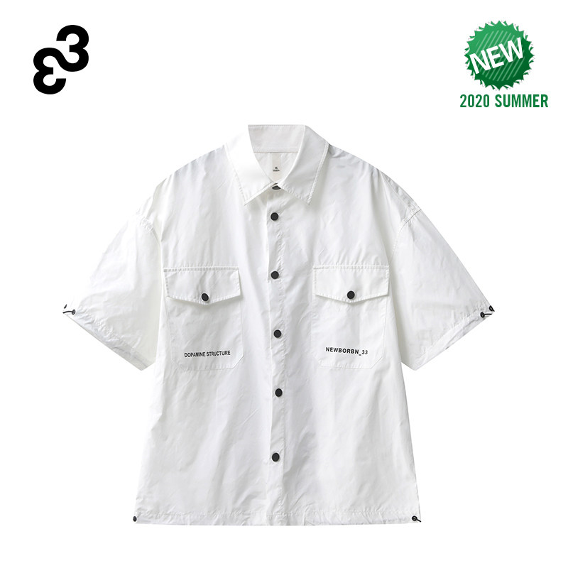 33(服饰)潮牌夏季新款口袋印花潮流贴布衬衫式外套情侣男女