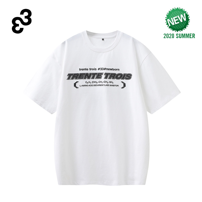 33（服饰）潮牌夏季新款品牌法文立体绣花时尚短袖T恤男女通版