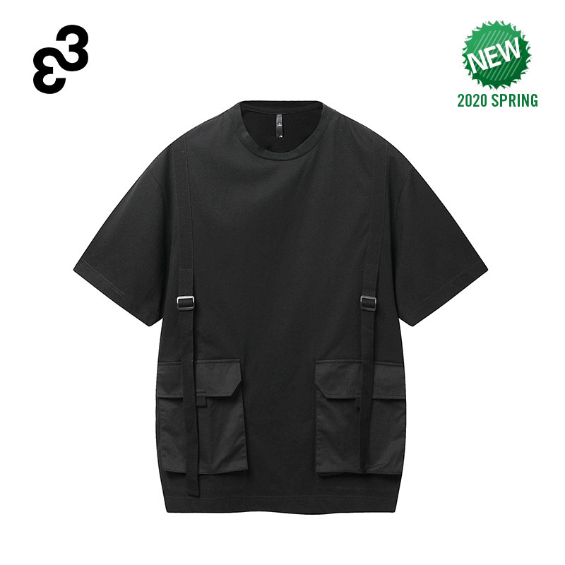 33（服饰）潮牌夏季新品工装大贴袋时尚圆领情侣短袖T恤男女通版