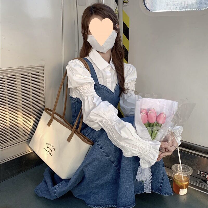 艺术生牛仔背带裙女夏季