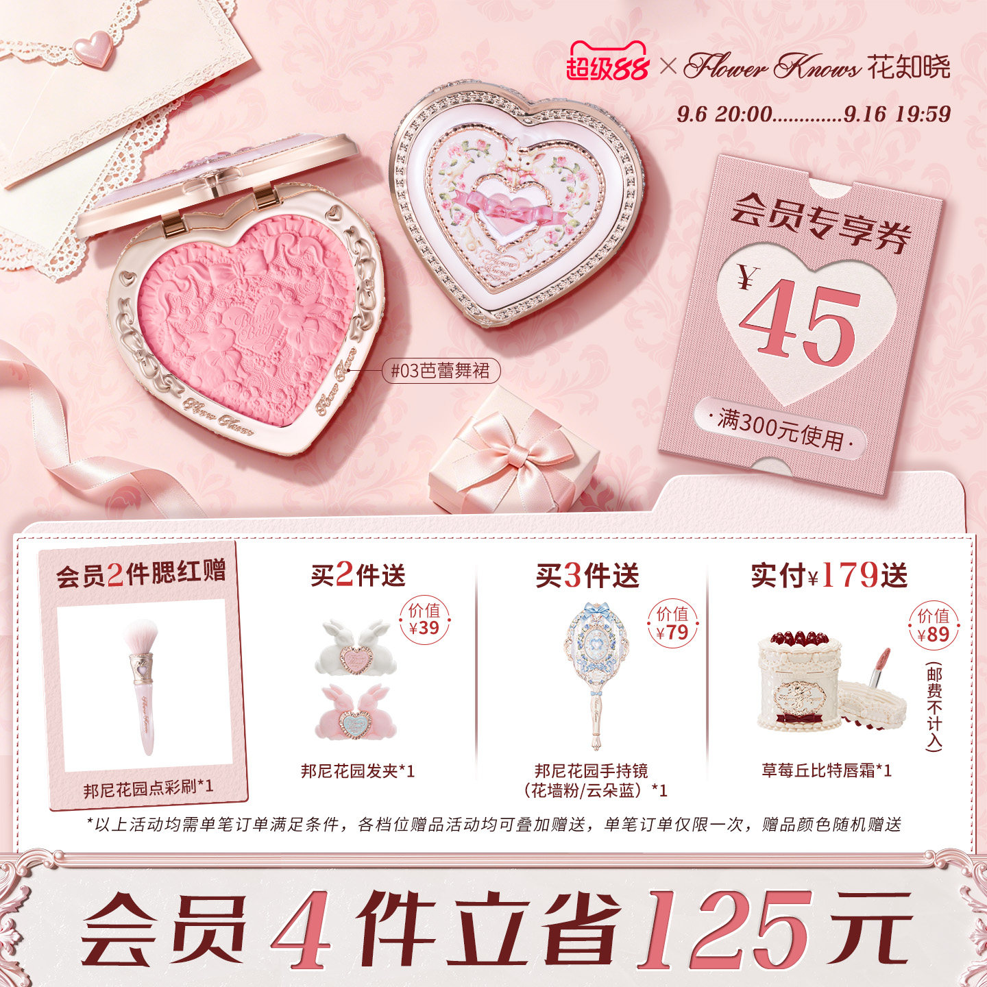 【超级88】花知晓邦尼花园冻干浮雕腮红膨胀氛围色旗舰店图片