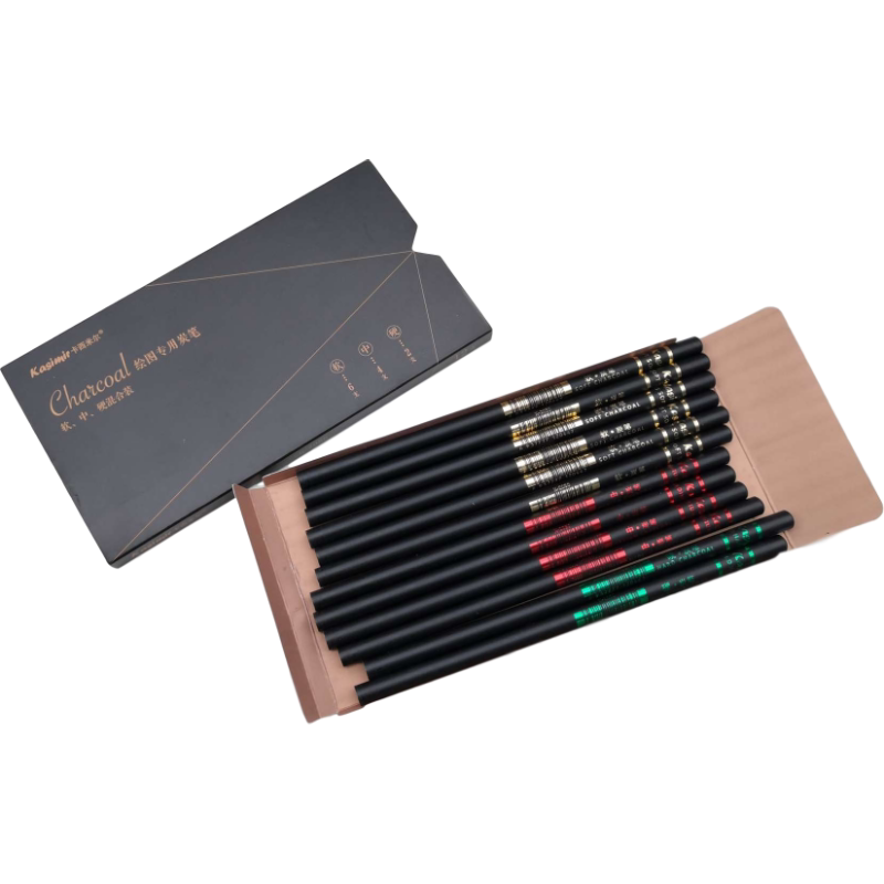 drawing charcoal pencil美术专用速写炭笔软中硬12支kasimir