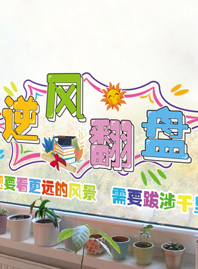 中高考励志标语自粘墙贴纸开学机构教室窗户静电玻璃布置场景贴画