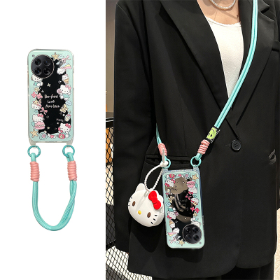 适用oppo一加ace5手机壳1+13可斜挎ace3镜面12卡通KT猫11带3v公仔10pro挂绳ace2挂链9rt可爱8t十oneplus女生p