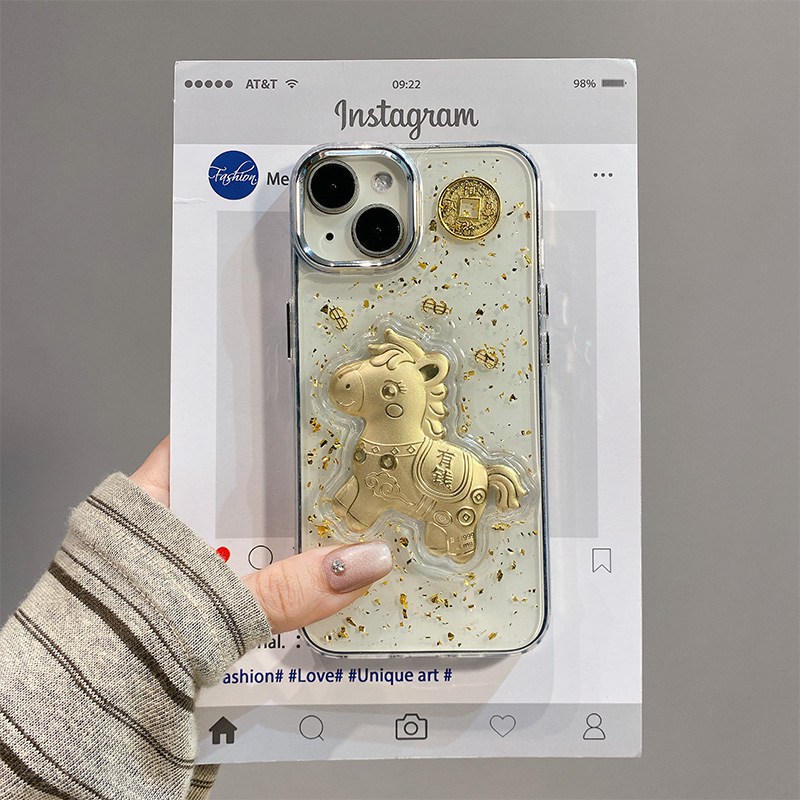 手机壳滴胶金箔2026马年马上有钱