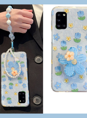 适用三星f52手机壳a53新款a8s油画a52花朵a71蓝色a51小清新a90旋转a80支架a70s郁金香a60涂鸦a50s硅胶a30软壳