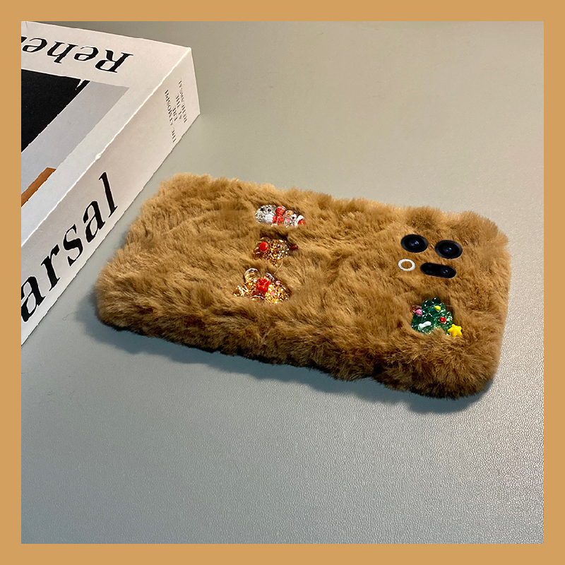 手机壳秋冬毛绒卡通圣诞树雪人麋鹿姜饼人