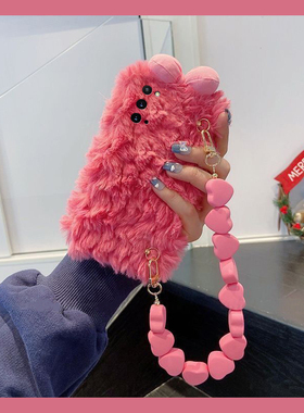 毛绒蝴蝶结适用三星a53手机壳f52简约a8s立体a71爱心a51腕带a31手提绳a90a80a60秋冬a50s毛茸a70s毛毛a30a20