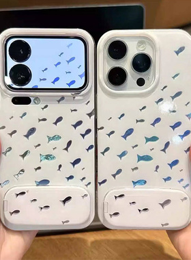 ins风满屏小鱼适用vivos50手机壳s30promini彩银s20pro炫彩s19带s18镜子s17e支架s16补妆镜s15s12s10s7女vivo