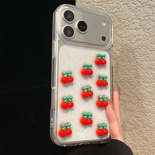 ins风红色樱桃适用小米红米note15手机壳noto14pro+滴胶12闪粉11t带10挂链9满屏8por立体7水果十redmi硅胶女p