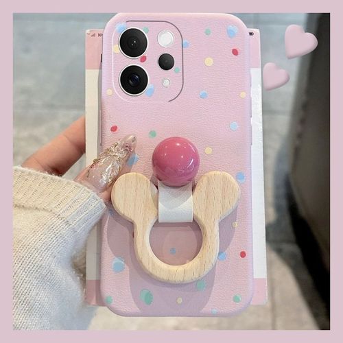 手机壳硅胶彩色斑点木质米奇指环