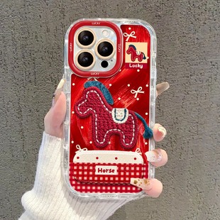 2026红色小马适用vivoiqoo15手机壳iqooz10turbo 马年z9turbo带z8x镜子13支架12新年u3x波点u5棋盘格z7十vivo