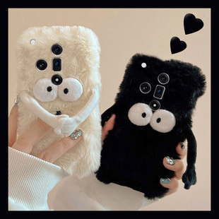 毛绒磁吸煤球适用oppok13s手机壳k13turbopro秋冬k12plus毛茸茸k11x卡通findx8s+可爱x7ultra立体k9s十oppo女