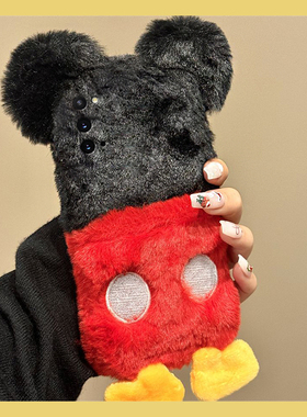 毛绒米奇适用三星a53手机壳f52秋冬a8s立体a71卡通a51动漫a31可爱a90a80a60毛茸茸a50s毛毛a70s保暖a30a20女p