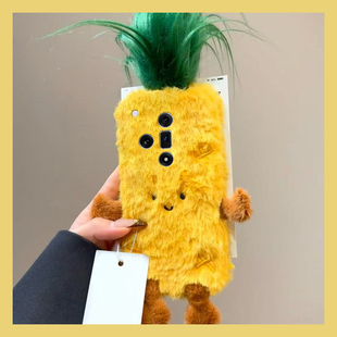 毛绒菠萝适用oppok13s手机壳k13turbopro秋冬k12plus立体k11x卡通findx8s+可爱x7ultra冬天k9s毛茸茸十oppo女