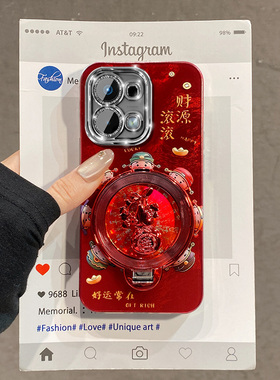 红色财神爷适用oppoa6max手机壳a6gt新年a6i立体a5pro旋转a3x葫芦a2m支架a53s卡通a32a72冰川纹a97a58a16硅胶