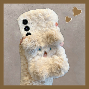 秋冬毛绒小狗适用三星s25edge手机壳s24plus立体s23ultra毛茸茸s22+卡通s21fe可爱note20冬天s10毛毛十galaxy