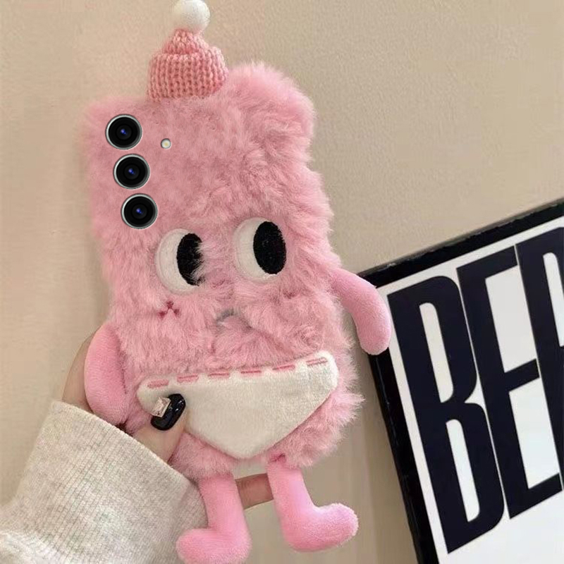手机壳秋冬毛绒卡通刺绣裤衩小人