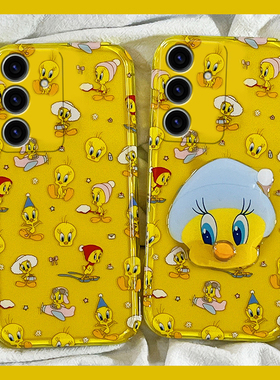 适用三星note20手机壳noto10可爱9立体s25fe崔迪s24plus带旋转s23支架s22黄色s21崔弟s10e小鸭子s9卡通s8趣味