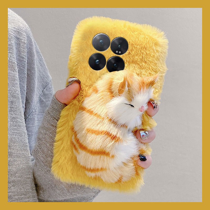 手机壳秋冬毛绒立体卡通趣味猫咪