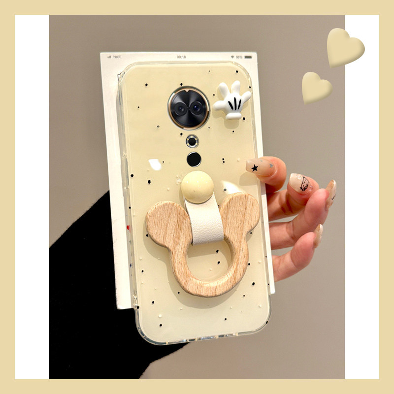 手机壳硅胶卡通动漫斑点立体木质米奇指环