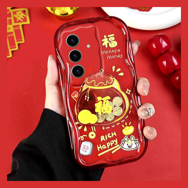 手机壳硅胶新年红色蛇年立体摇一摇福袋挂件