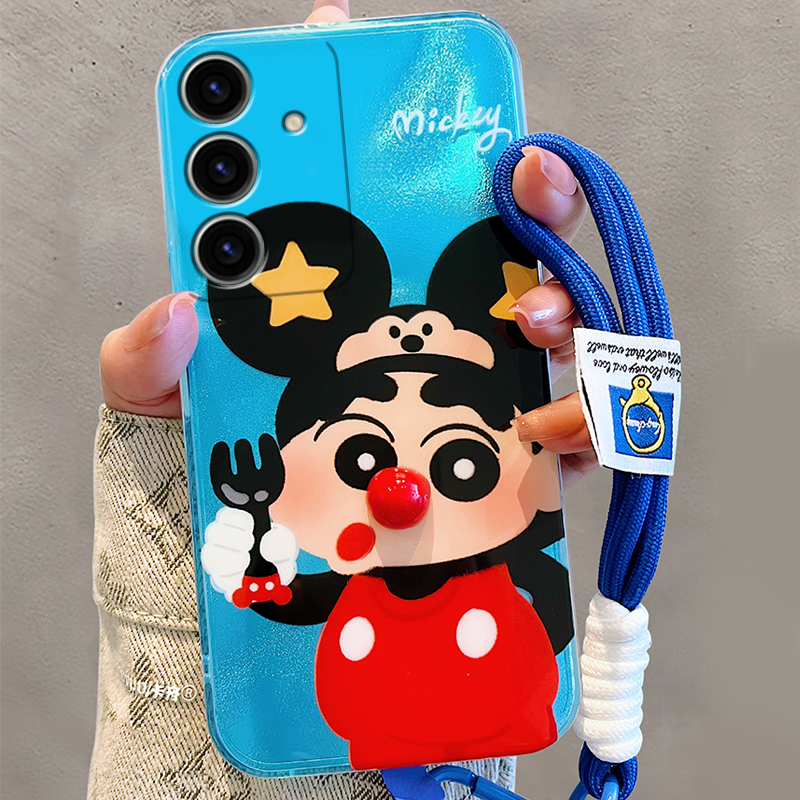 手机壳硅胶锡纸纹卡通动漫米奇立体鼻子手链