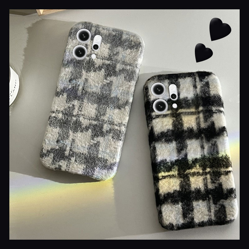 手机壳硅胶ins风拼色复古格纹格子千鸟格