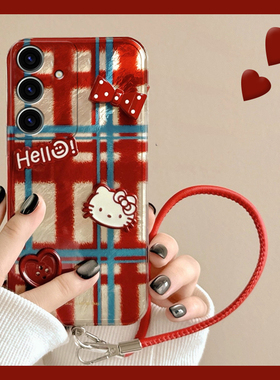 适用三星s23ultra手机壳s24plus立体s21笑脸s10+凯蒂猫s22红色s20新年note10蛇年s9本命s23fe过年s8十noto20