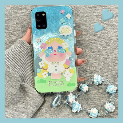 适用三星f52手机壳a53卡通a8s兔子a52哭娃a71带挂链a51可爱a90花朵a80趣味a70s冰川纹a60丑萌a50s硅胶a30软壳