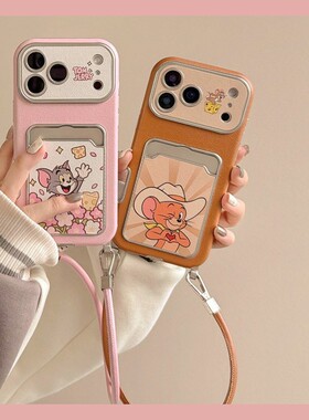 猫和老鼠卡包适用vivos30手机壳iqooneo10卡通z9turbo+情侣s19汤姆s18杰瑞z8x带neo9挂绳8pro插卡7se十vivo女