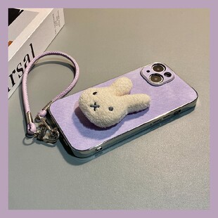 毛绒米菲兔适用oppok13turbo手机壳k12plus秋冬k11x立体k10pro兔子k9s带r17挂绳r15卡通k9por毛茸茸oppo冬天p