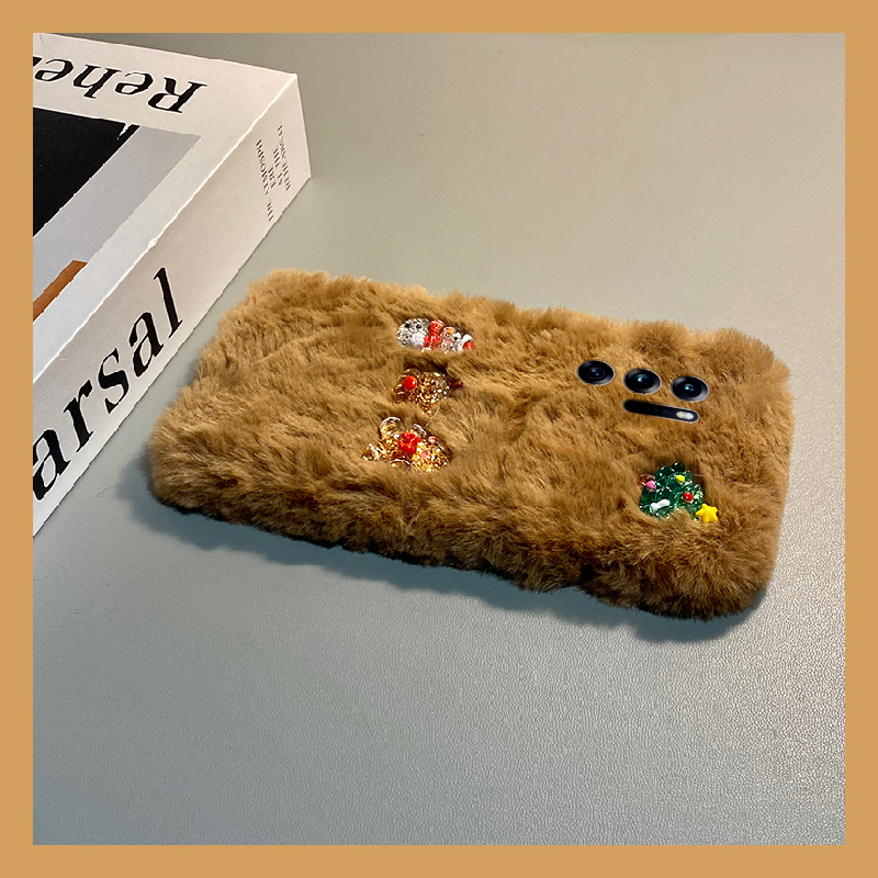 手机壳秋冬毛绒卡通圣诞树雪人麋鹿姜饼人