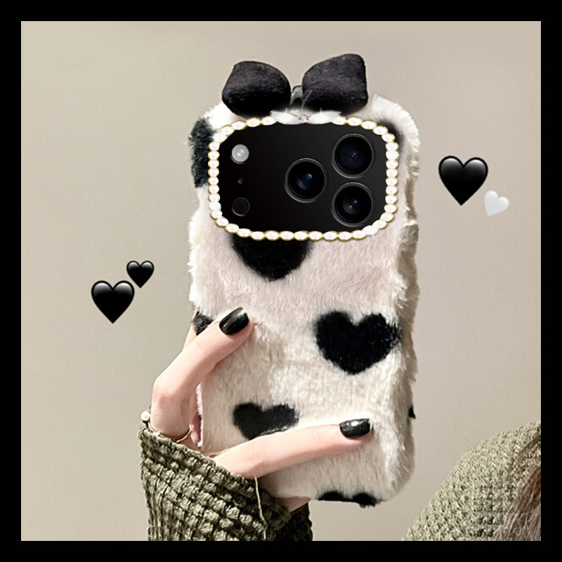 ins风爱心蝴蝶结适用苹果17pro手机壳三星s25黑白opporeno14秋冬vivox200华为pura80毛绒mate70荣耀400小米17,3C数码配件,手机保护套/壳,淘宝优惠券,粉丝福利购,淘宝优惠卷