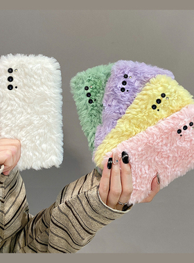 纯色毛绒适用三星a53手机壳f52秋冬a8s编织纹a71简约a51毛茸茸a31冬季a90a80a60绒毛a50s毛毛a70s硅胶a30a20