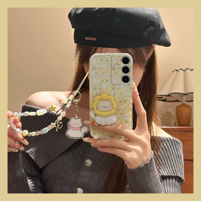 手机壳卡通花朵立体太阳花猫咪支架