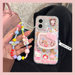 适用苹果16手机壳iPhone15立体13promax卡通14凯蒂猫12mini摇一摇11支架x带8plus手链xr7六xsmax七6s八se2se3