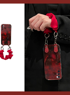 适用小米mixflip手机壳mixfold4可斜挎mixfold3红色mixfold2晕染mixfold折叠屏带xflip2丝巾手绳背带创硬壳女