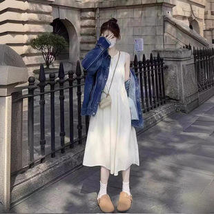 法式初恋白色吊带连衣裙女夏季新款小个子仙女气质无袖背心长裙