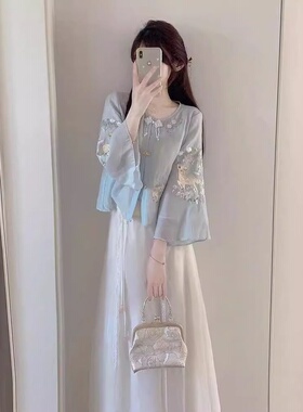 新中式国风马面裙套装女夏季2024新款唐装中国风女装改良汉服成人