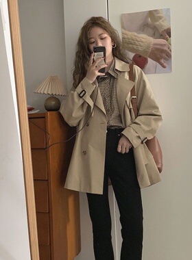 风衣女短款小个子2024新款春秋英伦风今年流行韩版垂感气质外套女